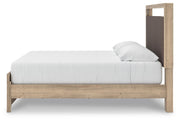 Kinlanni King Upholstered Platform Bed, Dresser and Mirror in Tan - PKG023898