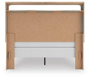 Kinlanni Queen Upholstered Panel Bed and Dresser in Tan - PKG023882