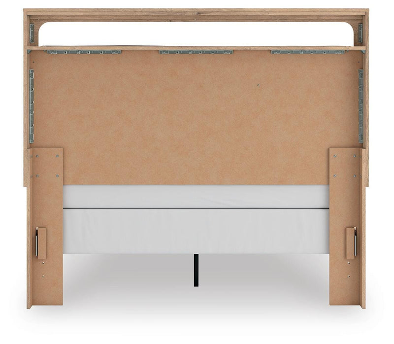 Kinlanni Queen Upholstered Panel Bed and Dresser in Tan - PKG023882