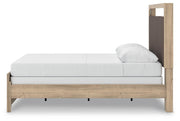 Kinlanni Queen Upholstered Panel Bed and Dresser in Tan - PKG023882