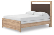 Kinlanni Queen Upholstered Panel Bed, Dresser and Chest in Tan - PKG023886