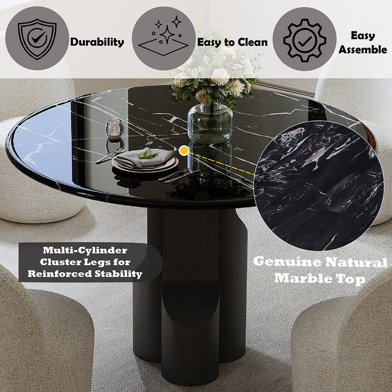 Kinton Round Dining Table w/Natural Marble Top - DN04795