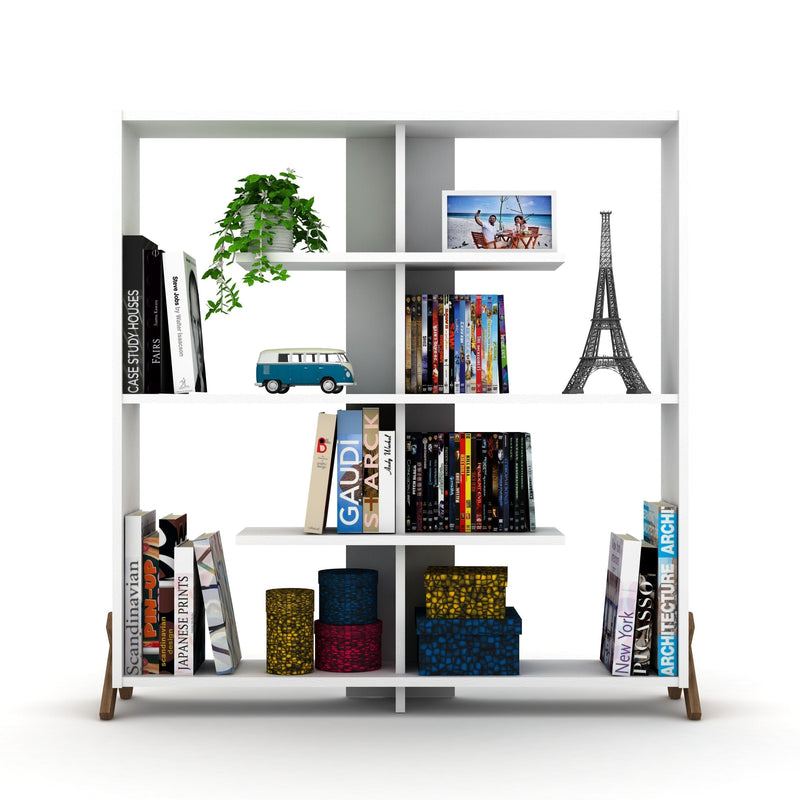Kipp Bookcase in Walnut-White - 710-KIP-BC-RF170201