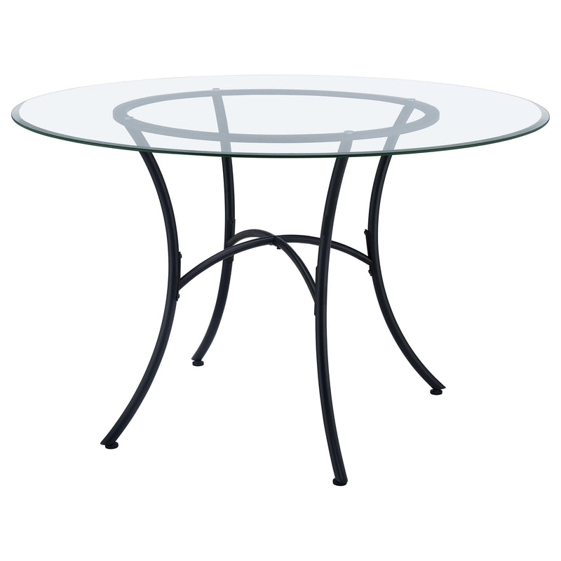 Kline 48-inch Round Glass Top Dining Table Matte Black - 122160BLK