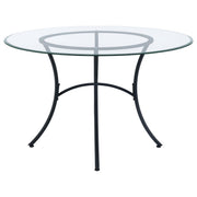 Kline 48-inch Round Glass Top Dining Table Matte Black - 122160BLK