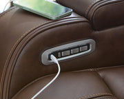 Knightington Brown Power Recliner with Audio Seating - PCU1160213A