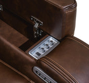 Knightington Brown Power Reclining Loveseat with Audio Seating - PCU1160218A