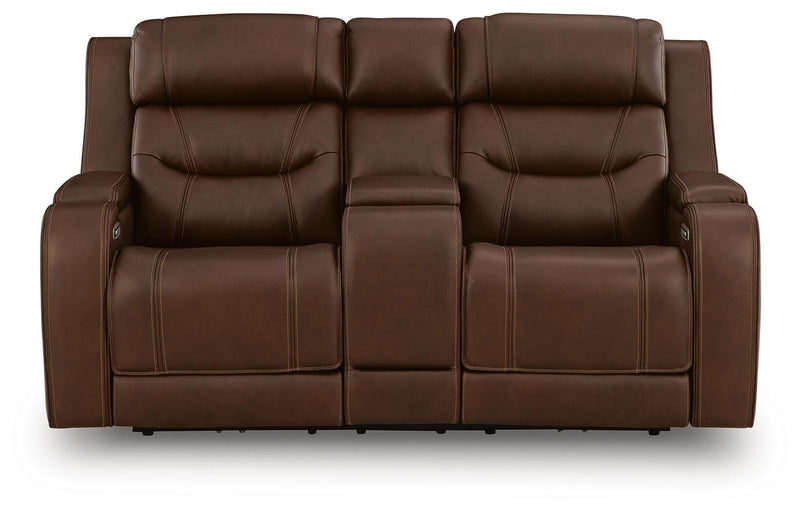Knightington Brown Power Reclining Loveseat with Audio Seating - PCU1160218A