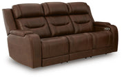 Knightington Brown Power Reclining Sofa with Audio Seating - PCU1160215A