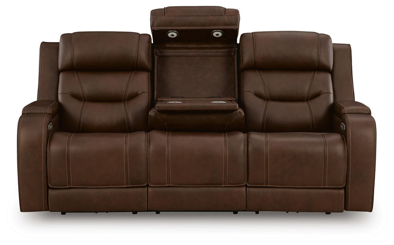 Knightington Brown Power Reclining Sofa with Audio Seating - PCU1160215A