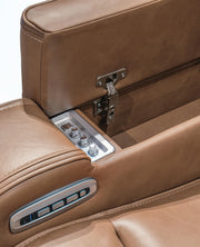 Knightington Caramel Power Reclining Loveseat with Audio Seating - PCU1160018A
