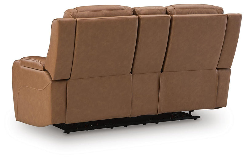 Knightington Caramel Power Reclining Loveseat with Audio Seating - PCU1160018A