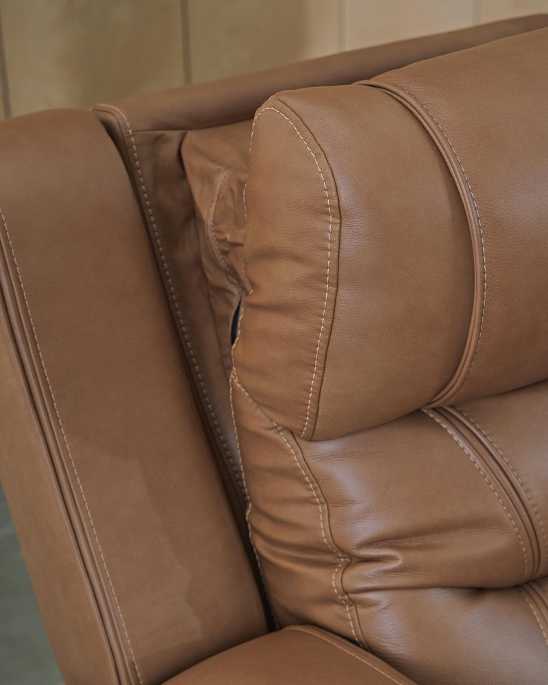 Knightington Caramel Power Reclining Loveseat with Audio Seating - PCU1160018A