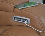 Knightington Caramel Power Reclining Sofa with Audio Seating - PCU1160015A