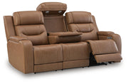 Knightington Caramel Power Reclining Sofa with Audio Seating - PCU1160015A