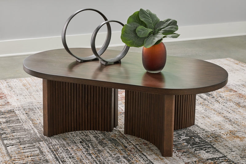 Korestone Coffee Table with 1 End Table in Dark Brown - PKG019337