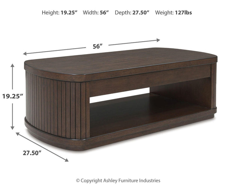 Korestone Coffee Table with 2 End Tables in Dark Brown - PKG020838