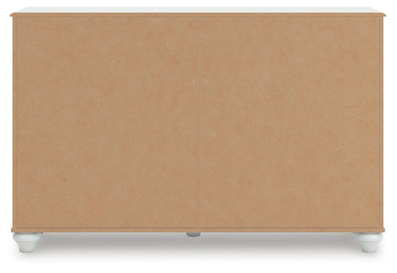 Kozlani Full Upholstered Panel Bed and Dresser in White - PKG023800