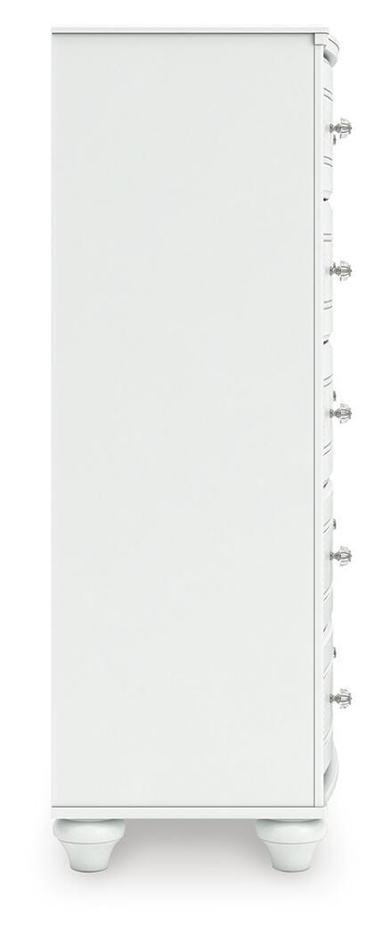 Kozlani Full Upholstered Panel Bed, Dresser and Chest in White - PKG023804