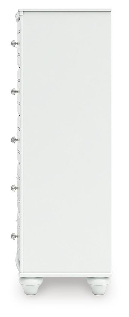 Kozlani Full Upholstered Panel Bed, Dresser and Chest in White - PKG023804