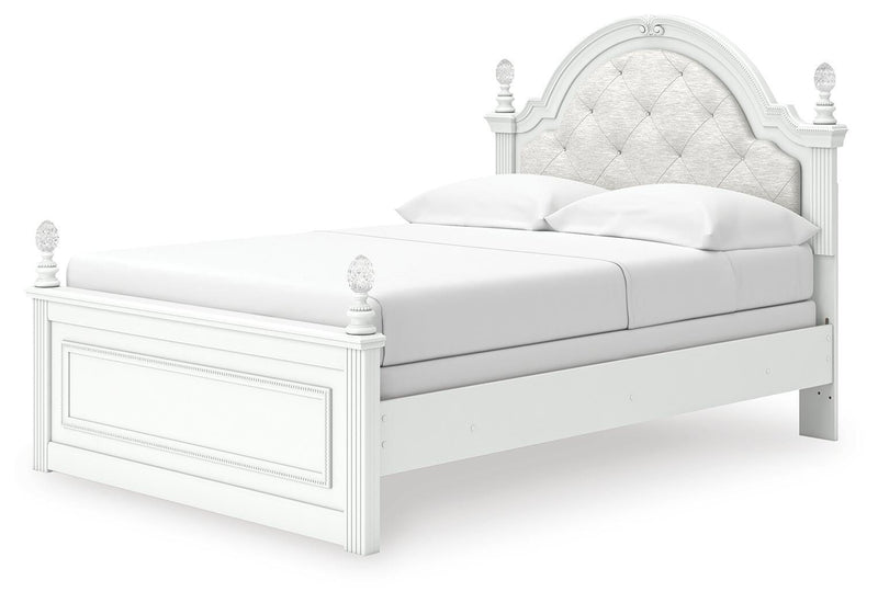Kozlani Full Upholstered Panel Bed, Dresser and Chest in White - PKG023804