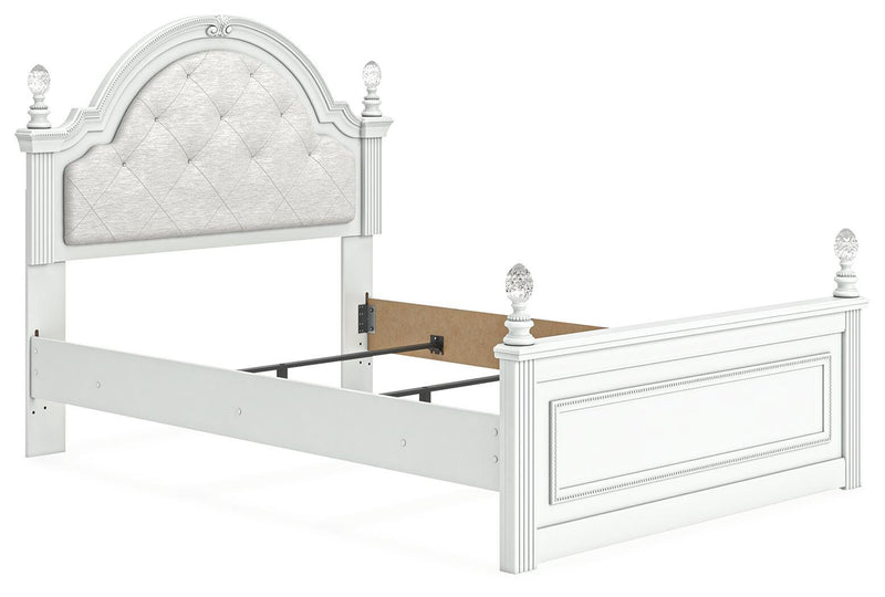 Kozlani Full Upholstered Panel Bed, Dresser and Nightstand in White - PKG023803