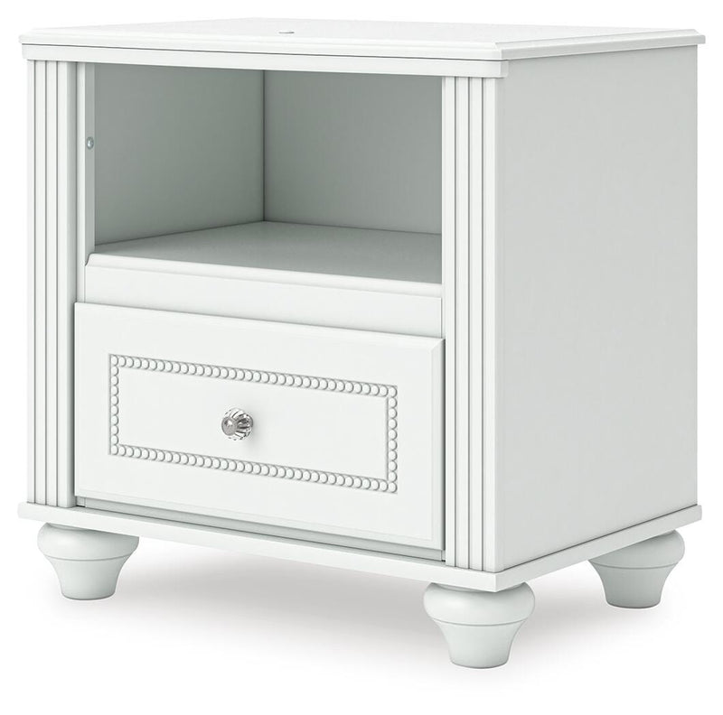 Kozlani Full Upholstered Panel Bed, Dresser and Nightstand in White - PKG023803
