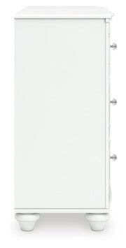 Kozlani Full Upholstered Panel Bed, Dresser and Nightstand in White - PKG023803