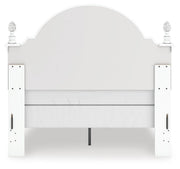 Kozlani Full Upholstered Panel Bed, Dresser, Mirror and Nightstand in White - PKG023802
