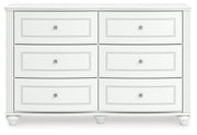 Kozlani Full Upholstered Panel Storage Bed and Dresser in White - PKG023810