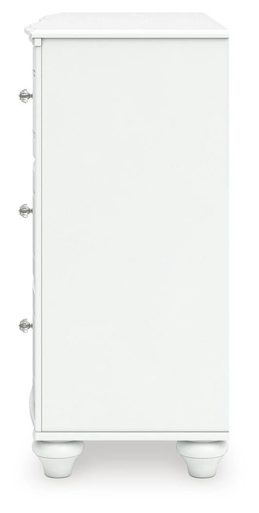 Kozlani Full Upholstered Panel Storage Bed and Dresser in White - PKG023810