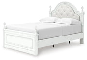 Kozlani Full Upholstered Panel Storage Bed, Dresser and Mirror in White - PKG023811