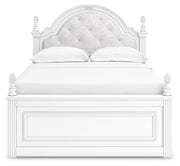 Kozlani Full Upholstered Panel Storage Bed, Dresser and Mirror in White - PKG023811