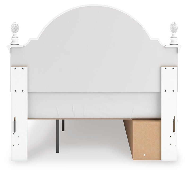 Kozlani Full Upholstered Panel Storage Bed, Dresser and Nightstand in White - PKG023813