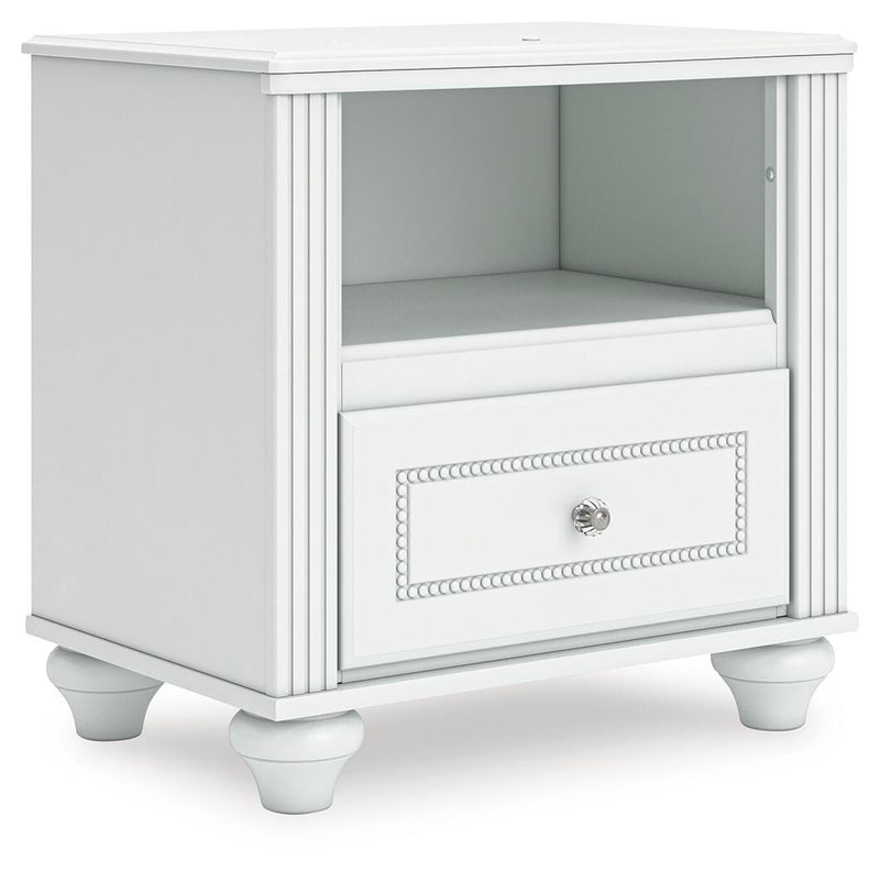 Kozlani Full Upholstered Panel Storage Bed, Dresser and Nightstand in White - PKG023813
