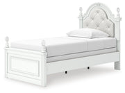 Kozlani Twin Upholstered Panel Bed and Dresser in White - PKG023795