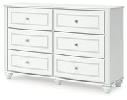 Kozlani Twin Upholstered Panel Bed and Dresser in White - PKG023795