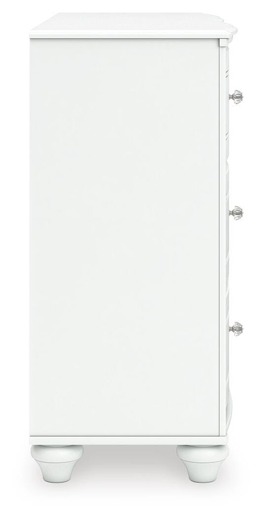 Kozlani Twin Upholstered Panel Bed, Dresser and Chest in White - PKG023799