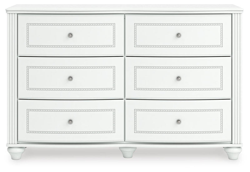 Kozlani Twin Upholstered Panel Bed, Dresser and Nightstand in White - PKG023798