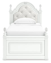 Kozlani Twin Upholstered Panel Storage Bed and Dresser in White - PKG023805