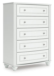 Kozlani Twin Upholstered Panel Storage Bed, Dresser and Chest in White - PKG023809