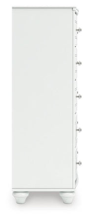 Kozlani Twin Upholstered Panel Storage Bed, Dresser and Chest in White - PKG023809