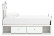 Kozlani Twin Upholstered Panel Storage Bed, Dresser and Mirror in White - PKG023806