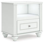 Kozlani Twin Upholstered Panel Storage Bed, Dresser and Nightstand in White - PKG023808