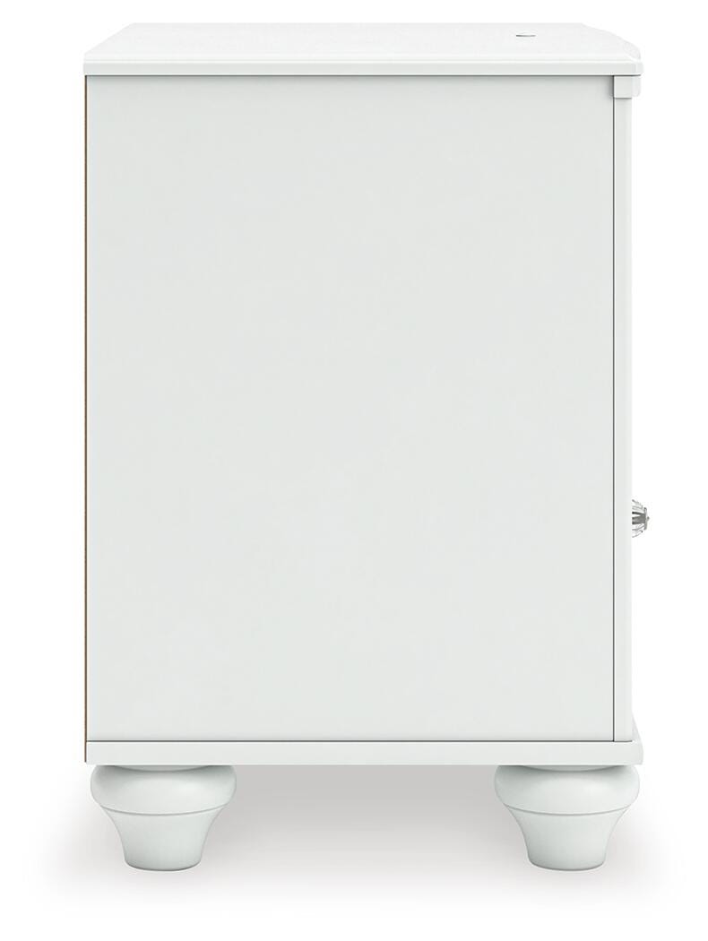 Kozlani Twin Upholstered Panel Storage Bed, Dresser, Mirror and Nightstand in White - PKG023807