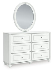 Kozlani Twin Upholstered Panel Storage Bed, Dresser, Mirror and Nightstand in White - PKG023807