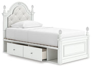 Kozlani White Twin Upholstered Panel Bed with Storage - PCB1819B17
