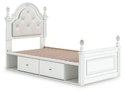 Kozlani White Twin Upholstered Panel Storage Bed - PCB1819B9