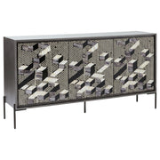 Krause 3-door Bone Inlay Accent Cabinet Grey and Black - 950452