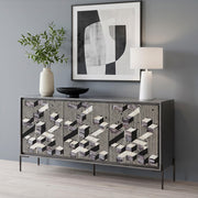 Krause 3-door Bone Inlay Accent Cabinet Grey and Black - 950452